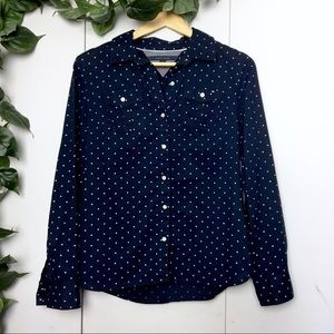 FREE ADD ON🌟 Tommy Hilfiger Navy Polka Dot Dress Shirt | Medium